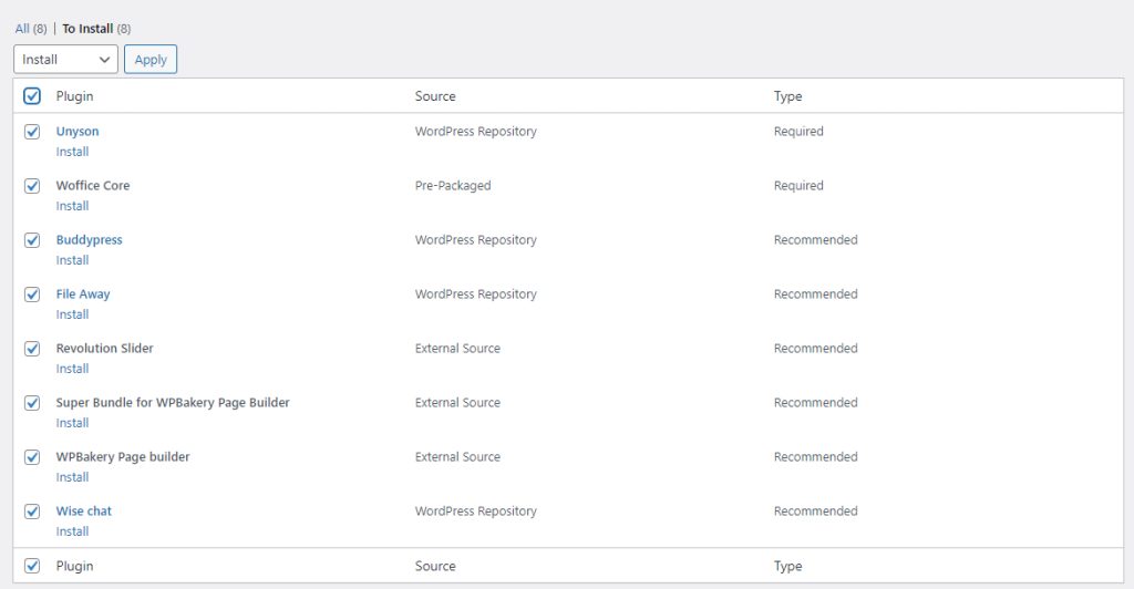 Woffice Plugins Install