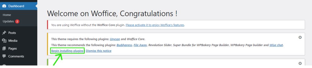 Woffice After Install